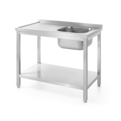 HENDI Einzel-Sp&uuml;ltisch mit Ablage - Selbstmontage, Kitchen Line, Linke Seite, 800x600x(H)850mm