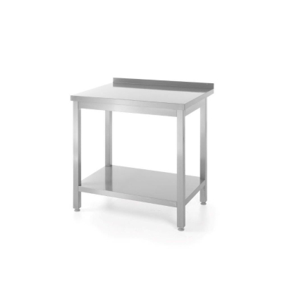 HENDI Wandarbeitstisch mit Aufkantung und Ablage - Tiefe 600 mm, Kitchen Line, 800x600x(H)850mm