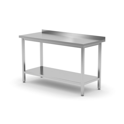 HENDI Wandarbeitstisch mit Aufkantung und Ablage - Tiefe 600 mm, Kitchen Line, 1000x600x(H)850mm