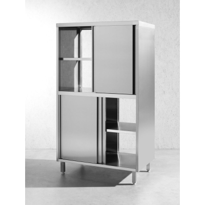 HENDI Durchreicheschrank mit Trennwand und Schiebet&uuml;ren, Kitchen Line, 800x500x(H)1800mm