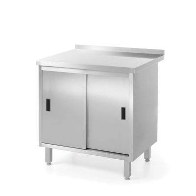HENDI Wandarbeitstische mit Schrank und Schiebet&uuml;ren &euro;&ldquo; verschwei&szlig;t , Profi Line, 800x600x(H)850mm