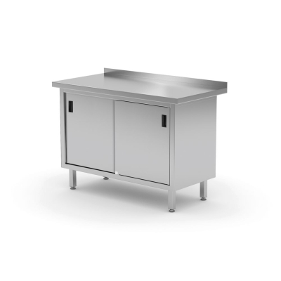 HENDI Wandarbeitstische mit Schrank und Schiebet&uuml;ren &euro;&ldquo; verschwei&szlig;t , Profi Line, 1000x600x(H)850mm