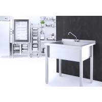 HENDI Einzelsp&uuml;ltisch - geschwei&szlig;t, Profi Line, 800x600x(H)850mm