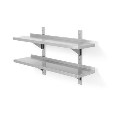 HENDI Verstellbares Doppel-Wandregal mit zwei Stahlschienen, 1200x300x(H)600mm