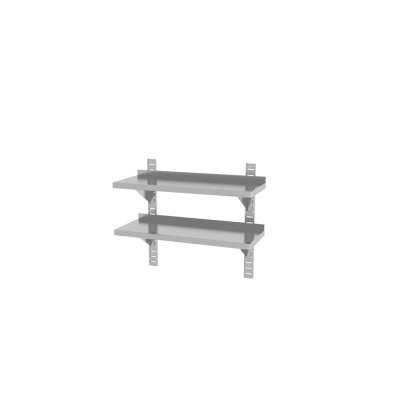 HENDI Verstellbares Doppel-Wandregal mit zwei Stahlschienen, 800x300x(H)600mm