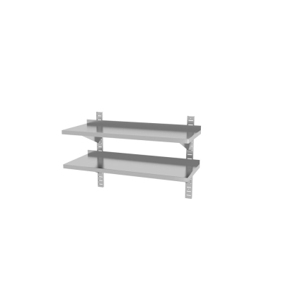 HENDI Doppeltes verstellbares Wandregal, mit zwei Stahlb&uuml;geln, 1000x400x(H)600mm