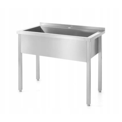 HENDI Einzelsp&uuml;ltisch - geschwei&szlig;t, Tiefe 700 mm, Becken 300 mm, Profi Line, 800x700x(H)850mm