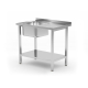 HENDI Tisch mit Sp&uuml;lbecken und Ablage - geschraubt, Tiefe: 600 mm, Budget Line, 800x600x(H)850mm