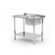 HENDI Tisch mit Sp&uuml;lbecken und Ablage - geschraubt, Tiefe: 600 mm, Budget Line, 800x600x(H)850mm