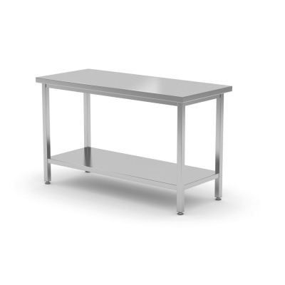HENDI Zentraler Arbeitstisch mit Regalboden Budget Line - geschraubt, Tiefe 600 mm, Budget Line, 1000x600x(H)850mm
