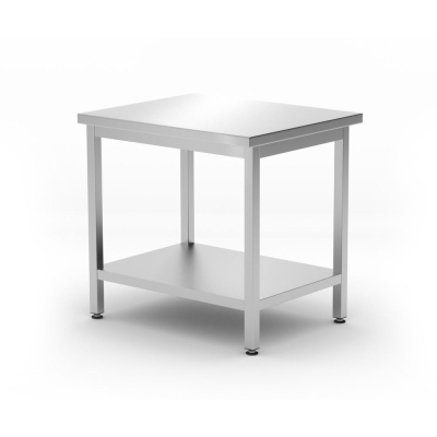 HENDI Zentraler Arbeitstisch mit Regalboden Budget Line - geschraubt, Tiefe 600 mm, Budget Line, 800x600x(H)850mm