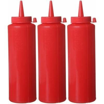 HENDI Spenderflaschen, 3er Set, 0,2L, Rot, 3 Stk., &oslash; 50x(H)185mm