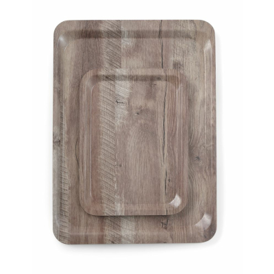 HENDI Serviertablett aus Melamin mit Holzoptik , Holz dunkel, 370x530mm