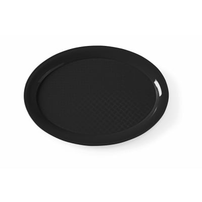 HENDI Fast-Food-Tablett aus Polypropylen, oval, Schwarz, 265x195x(H)15mm