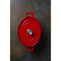 HENDI Emaillierter Gusseisentopf, 4,4L, Rot, 365x290x(H)115mm