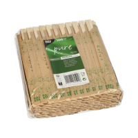 Papstar 100 Paar Essst&auml;bchen Holz &quot;pure&quot; 21 cm einzeln geh&uuml;llt