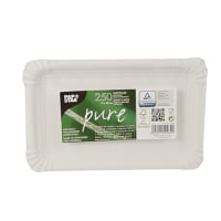 Papstar 250 Teller, Pappe &quot;pure&quot; eckig 13 cm x 20 cm weiss