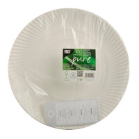 Papstar 100 Teller, Pappe "pure" rund &Oslash; 32 cm x 2 cm weiss