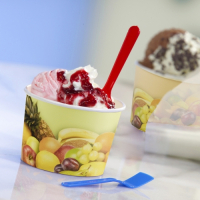 200 Eisbecher, Pappe rund 100 ml &Oslash; 7 cm x 5,3 cm "Fr&uuml;chte"