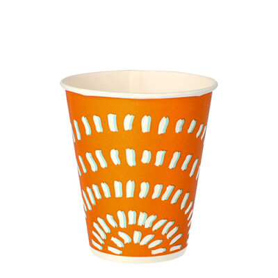 100 Trinkbecher f&uuml;r Kaltgetr&auml;nke, Pappe 0,25 l &Oslash; 8,97 cm x 10 cm orange