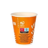100 Trinkbecher f&uuml;r Kaltgetr&auml;nke, Pappe 0,25 l &Oslash; 8,97 cm x 10 cm orange