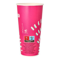 50 Trinkbecher f&uuml;r Kaltgetr&auml;nke, Pappe 0,5 l &Oslash; 8,97 cm x 16,83 cm pink