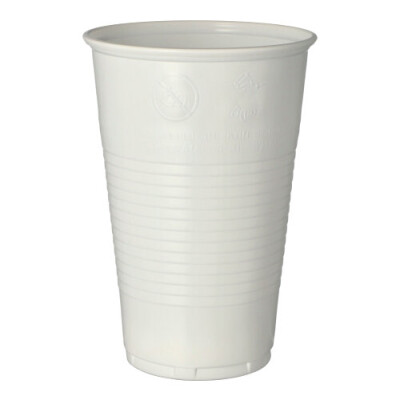 50 Trinkbecher, PP 0,5 l &Oslash; 9,5 cm x 13,7 cm weiss mit Schaumrand