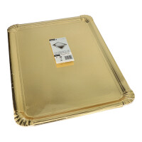 5 Servierplatten, Pappe, PET-beschichtet eckig 34 cm x 45,5 cm gold