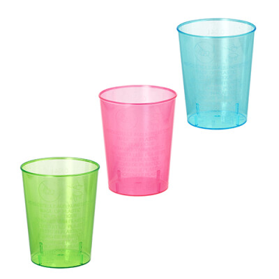 40 Gl&auml;ser f&uuml;r Schnaps, PS 4 cl &Oslash; 4,2 cm x 5,2 cm farbig sortiert