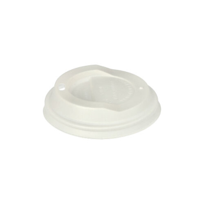 Papstar 50 Dom-Deckel, C-PLA rund &Oslash; 9 cm x 2,1 cm weiss