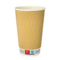 Papstar 25 Trinkbecher, Pappe 0,4 l &Oslash; 9 cm &Acirc;&middot; 13,7 cm Ripple Wall