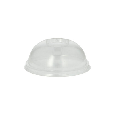 Papstar 100 Dom-Deckel, PLA "pure" rund &Oslash; 9,5 cm x 4,5 cm glasklar mit Lochung