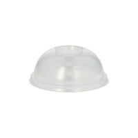 Papstar 100 Dom-Deckel, PLA "pure" rund &Oslash; 9,5 cm x 4,5 cm glasklar mit Lochung