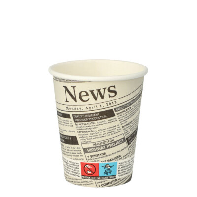 50 Trinkbecher, Pappe "To Go" 0,2 l &Oslash; 8 cm x 9,2 cm "Newsprint"