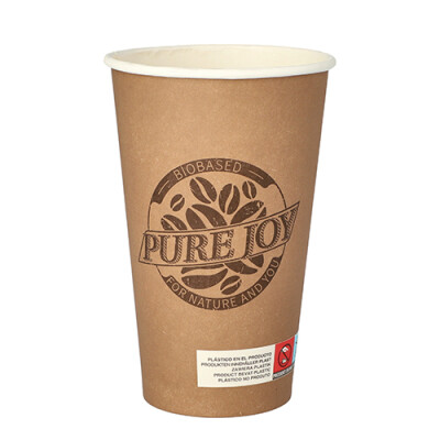 Papstar 20 Trinkbecher, Pappe 0,4 l &Oslash; 9 cm x 13,9 cm braun "Pure Joy"