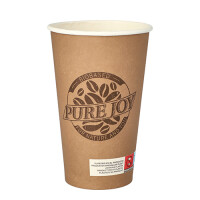 Papstar 20 Trinkbecher, Pappe 0,4 l &Oslash; 9 cm x 13,9 cm braun "Pure Joy"