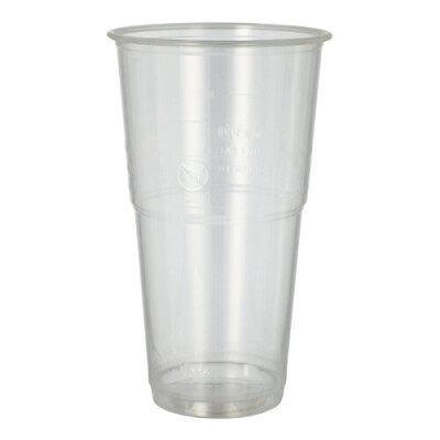 Papstar 12 Kaltgetr&auml;nkebecher, PLA "pure" 0,5 l &Oslash; 9,5 cm x 16,2 cm glasklar mit Schaumrand