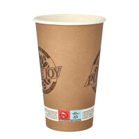 Papstar 50 Trinkbecher, Pappe 0,4 l &Oslash; 9 cm x 13,9 cm braun "Pure Joy"