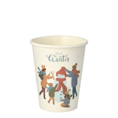 Papstar 50 Trinkbecher, Pappe 0,2 l &Oslash; 8 cm x 9,2 cm "Hello Winter"