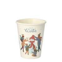 Papstar 50 Trinkbecher, Pappe 0,2 l &Oslash; 8 cm x 9,2 cm "Hello Winter"