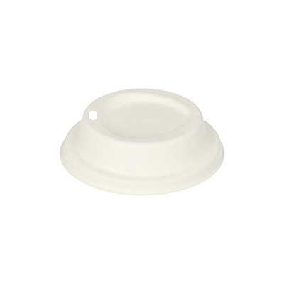 Papstar 50 Dom-Deckel, Zuckerrohr "pure" rund &Oslash; 9 cm x 2,5 cm weiss