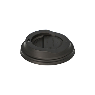 Papstar 50 Dom-Deckel, C-PLA rund &Oslash; 9 cm x 2,1 cm schwarz