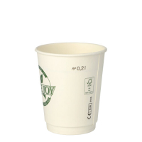 Papstar 20 Trinkbecher, Pappe 0,2 l &Oslash; 8 cm &Acirc;&middot; 9 cm weiss &quot;Pure Joy&quot; doppelwandig