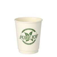 Papstar 20 Trinkbecher, Pappe 0,2 l &Oslash; 8 cm x 9 cm weiss "Pure Joy" doppelwandig