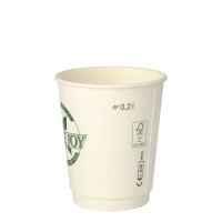 Papstar 20 Trinkbecher, Pappe 0,2 l &Oslash; 8 cm x 9 cm weiss "Pure Joy" doppelwandig