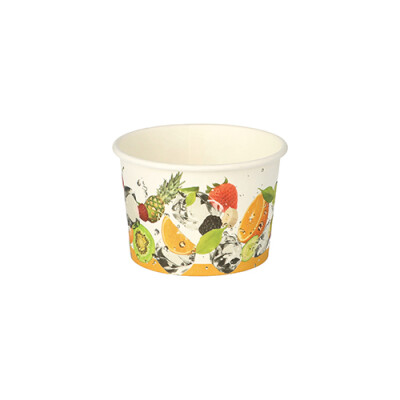 Papstar 50 Eisbecher, Pappe rund 125 ml &Oslash; 7,5 cm x 4,8 cm farbig "Fr&uuml;chte"