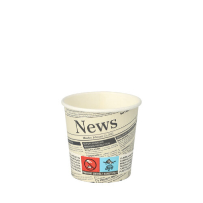 50 Trinkbecher, Pappe "To Go" 0,1 l &Oslash; 6 cm x 6 cm weiss "Newsprint"