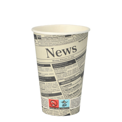 50 Trinkbecher, Pappe "To Go" 0,3 l &Oslash; 8 cm x 11,7 cm weiss "Newsprint"