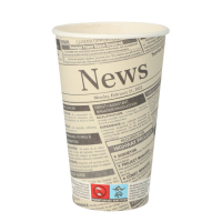 50 Trinkbecher, Pappe "To Go" 0,4 l &Oslash; 9 cm x 13,9 cm weiss "Newsprint"