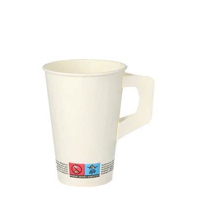 80 Trinkbecher mit Henkel, Pappe 0,2 l &Oslash; 7 cm x 9,7 cm weiss